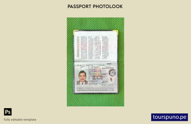 Plantilla de apariencia de fotografía de pasaporte argentino lista para imprimir
